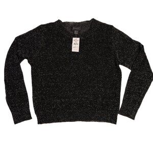Gracia Black / Silver Glitter Sparkle Sweater Large NWT